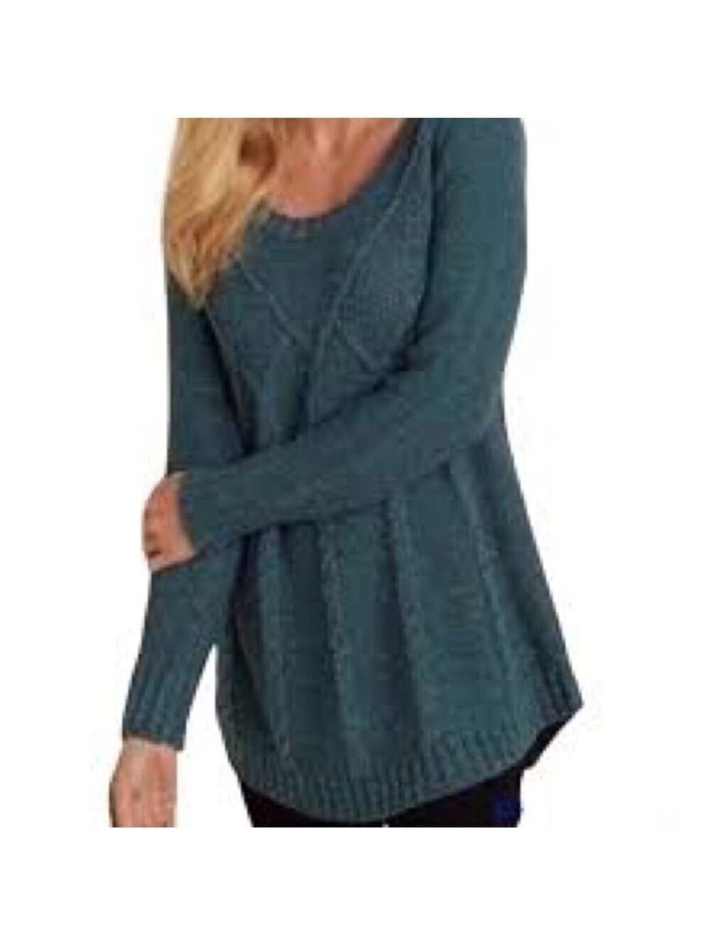 Soft Surroundings Wool Acrylic blend Teal Tunic Knit Sweater Sz Large